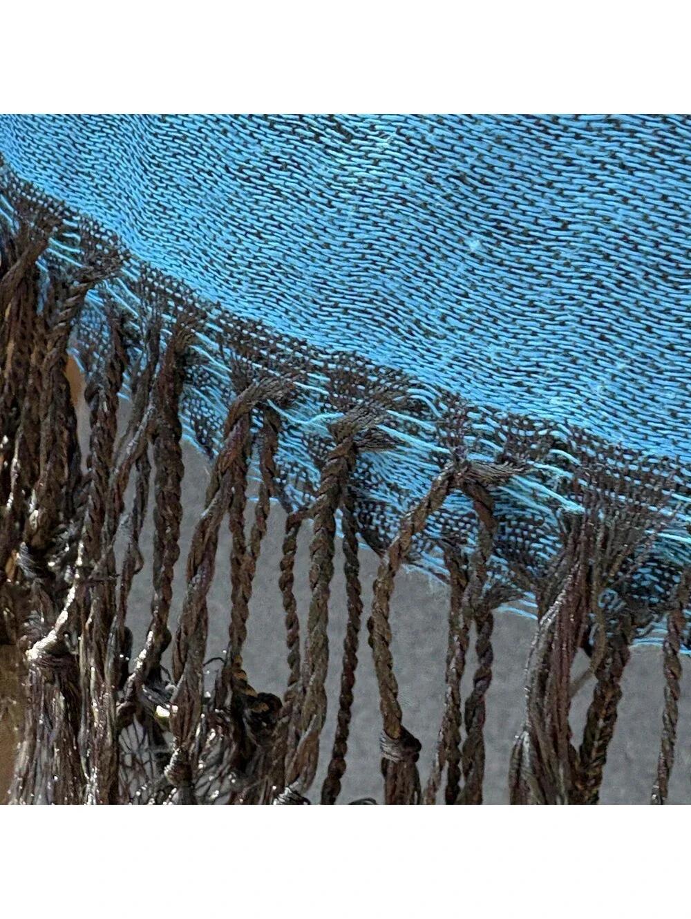 Blue and Black Paisley Pattern Acrylic Scarf with Fringe